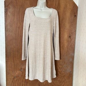 Old Navy Women's Tan/White Ribbed Long Sleeve Dresss Size Small
